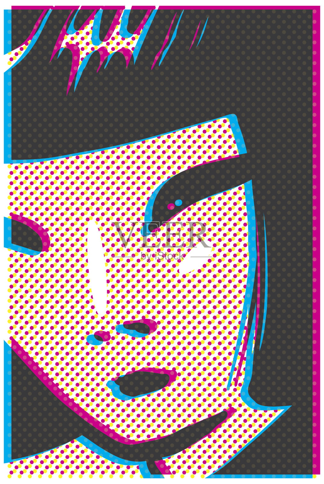 一个年轻的日本模特的脸插画图片素材
