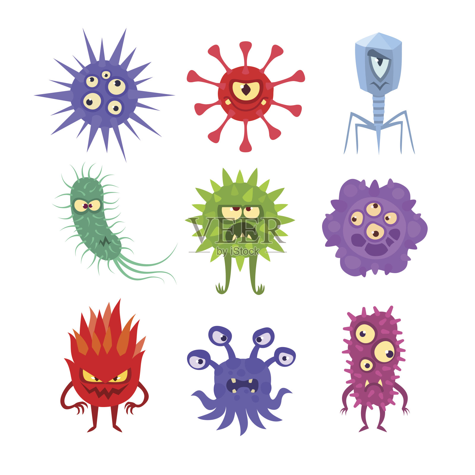 病毒和细菌插画图片素材