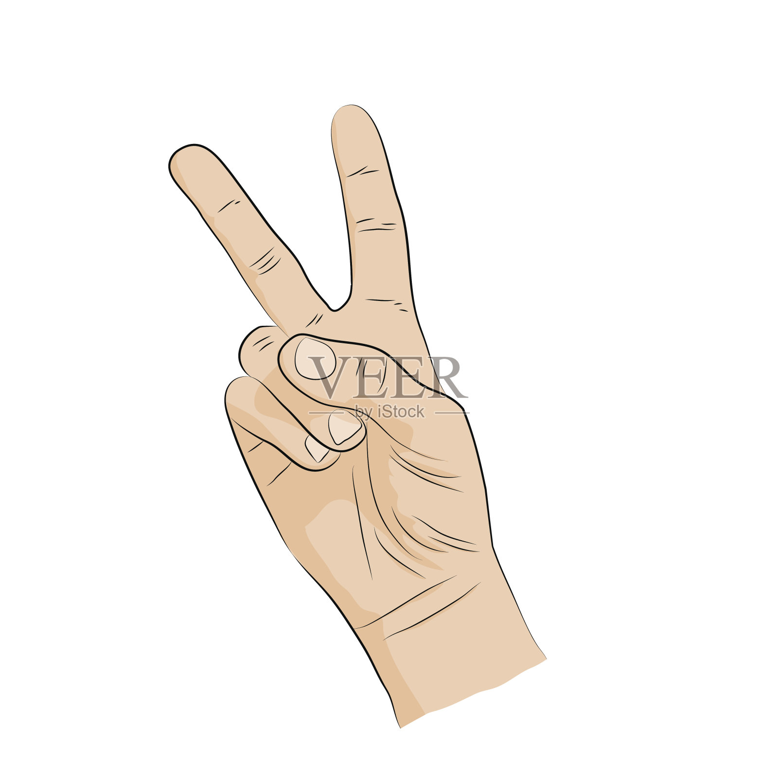 手势语的语言。胜利,v字形插画图片素材