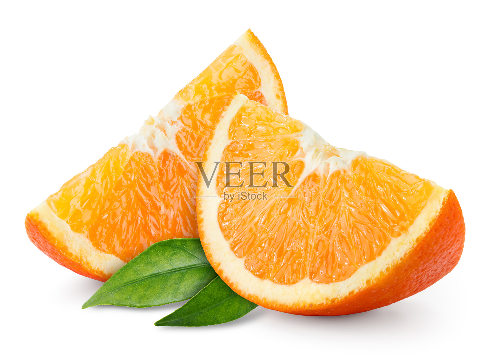 橙色水果片孤立在白色上。照片摄影图片