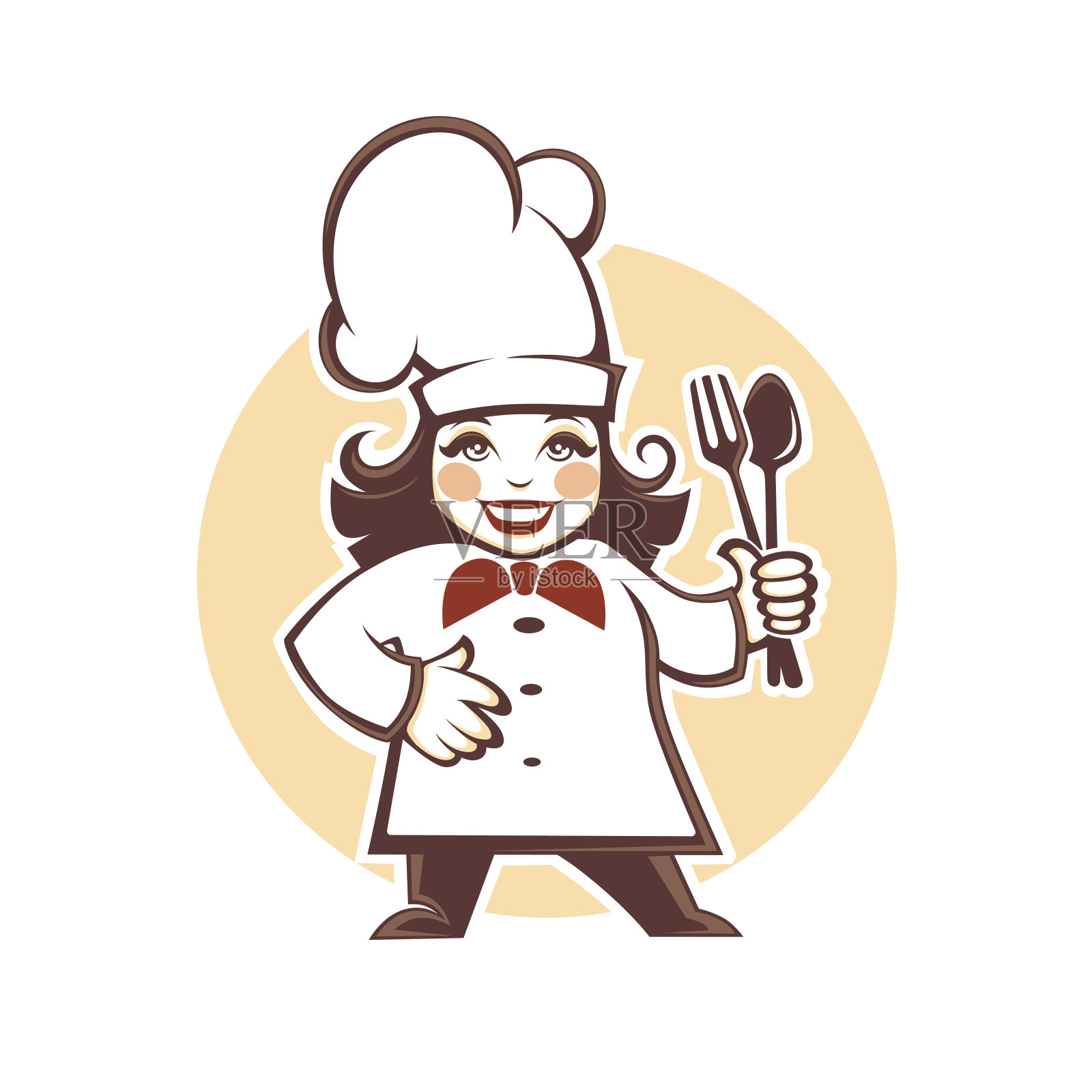 快乐卡通厨师，矢量插画。设计元素图片