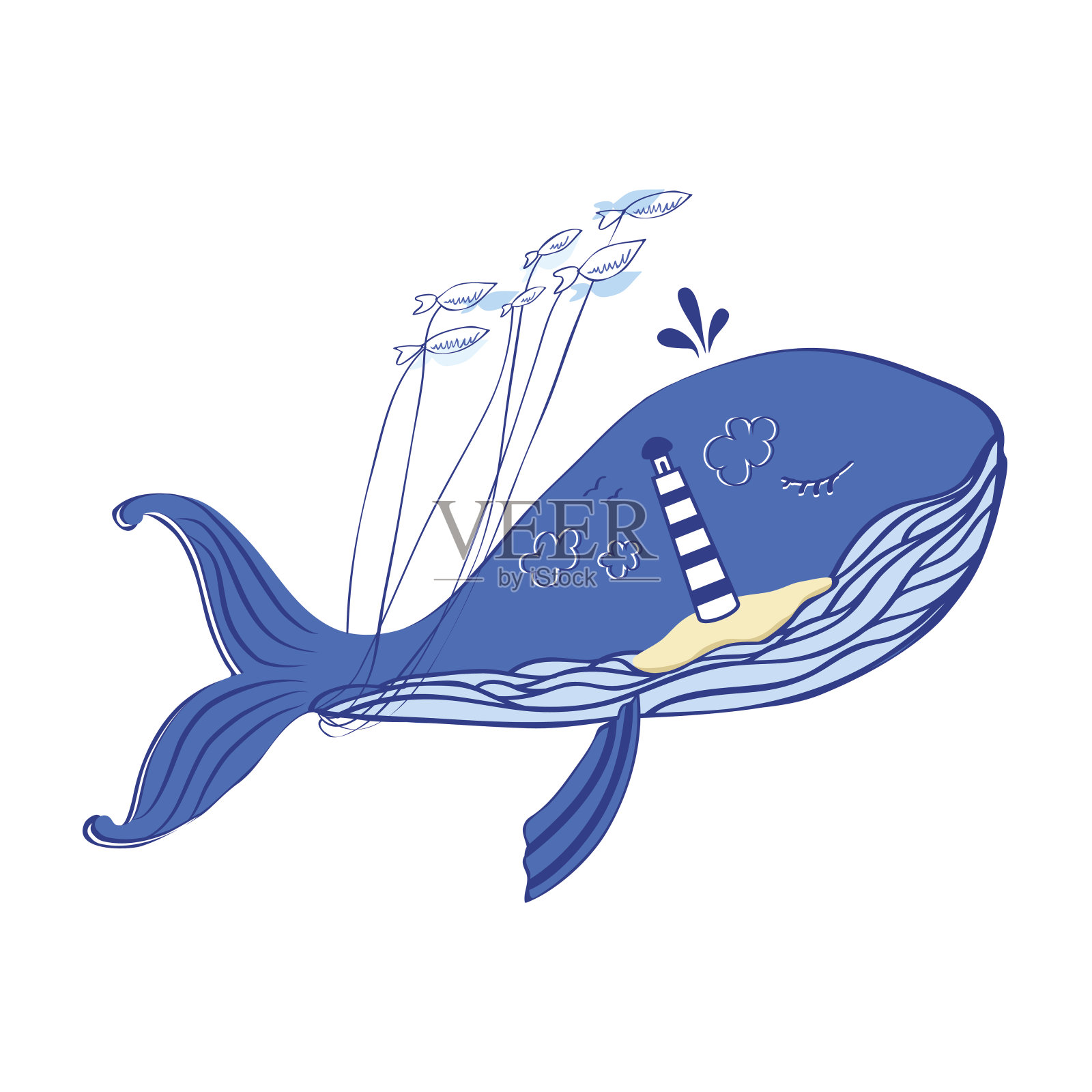 蓝鲸可爱的卡通装饰向量设计元素图片
