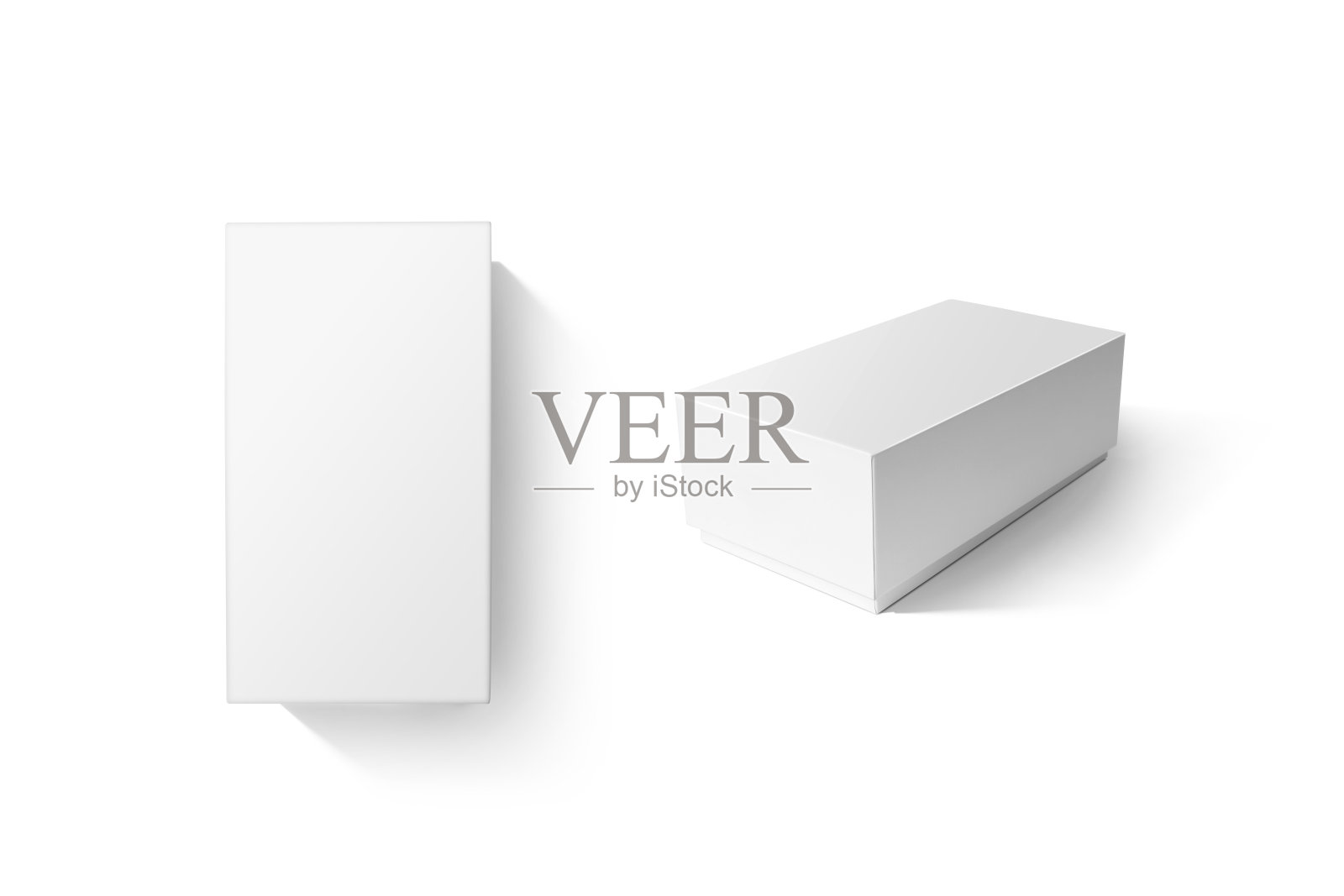 白色纸箱产品盒设置模型，顶部侧视图照片摄影图片