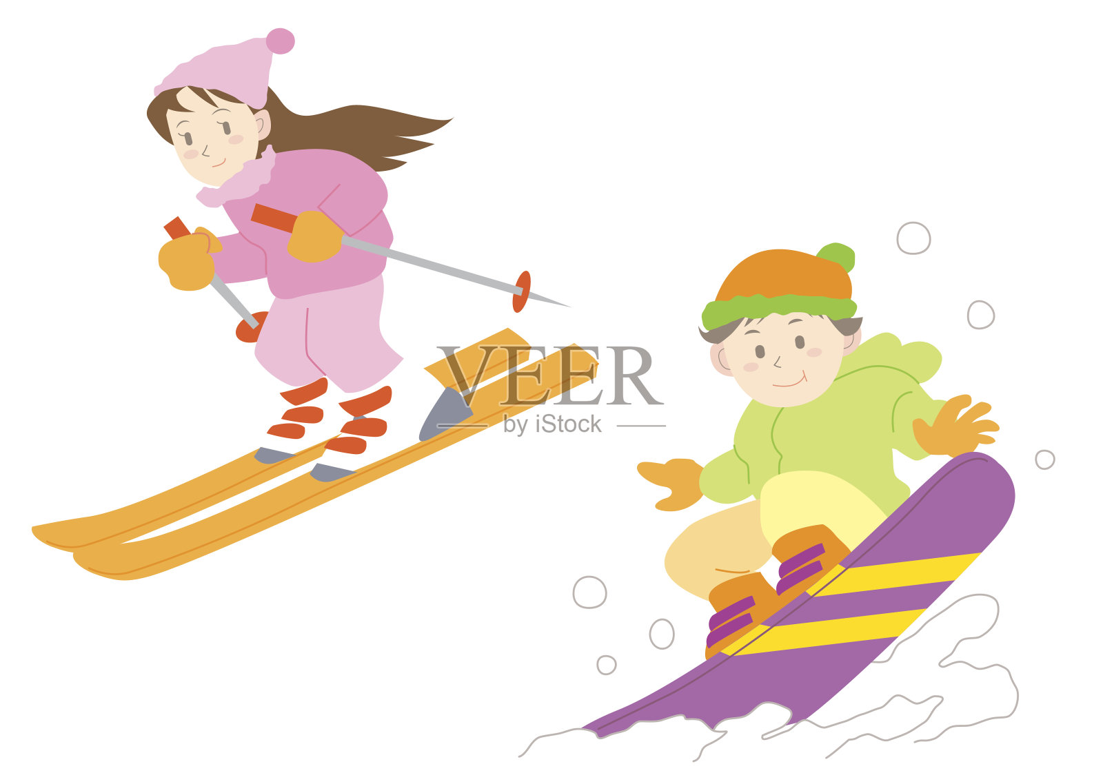 滑雪和滑雪板组合设计元素图片