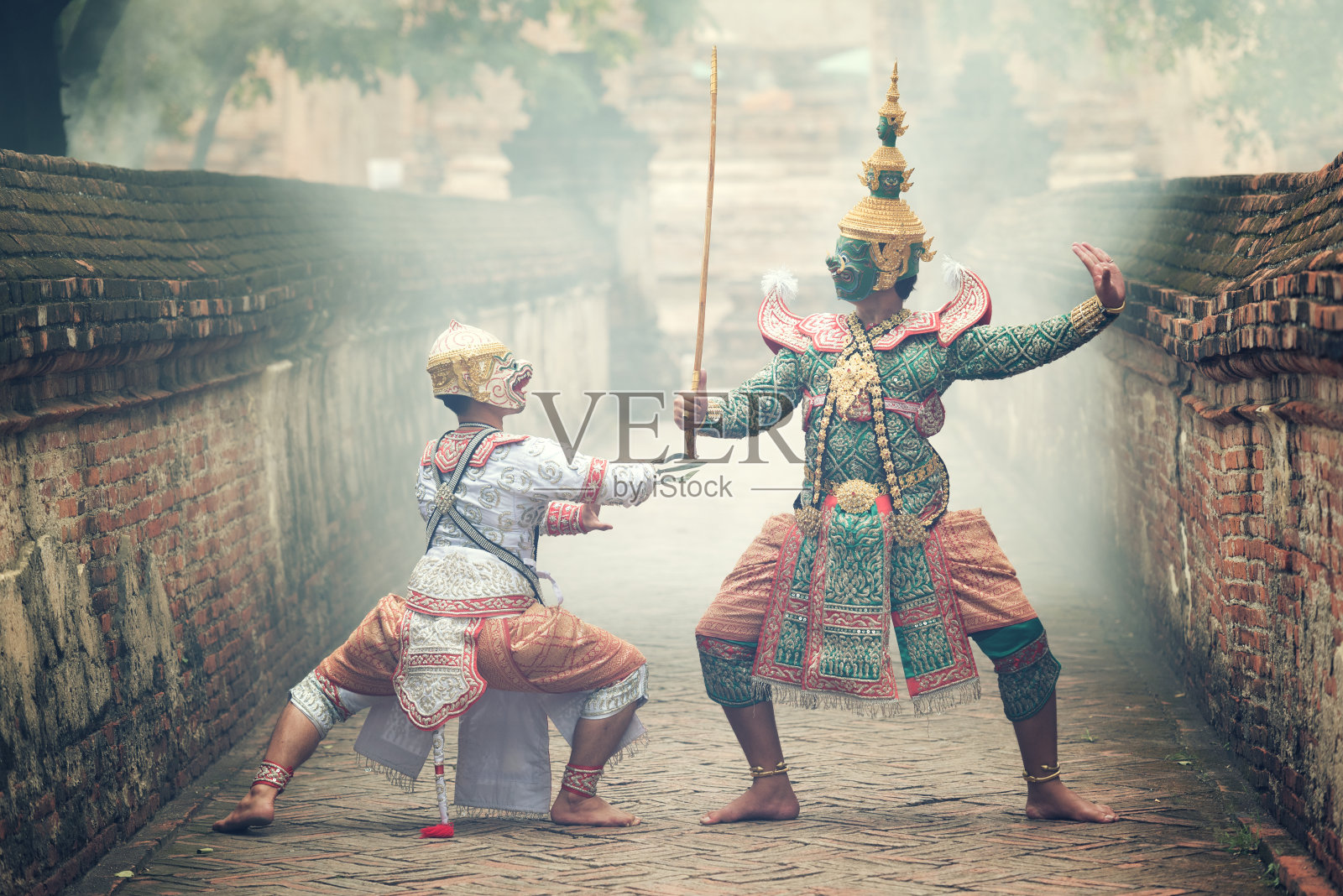 泰国文化在蒙面孔舞蹈艺术照片摄影图片