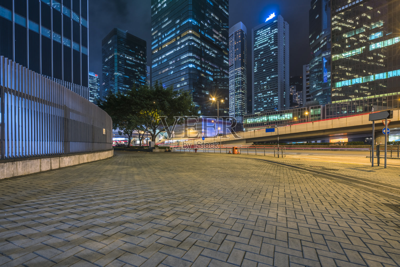 香港中区的夜间照片摄影图片