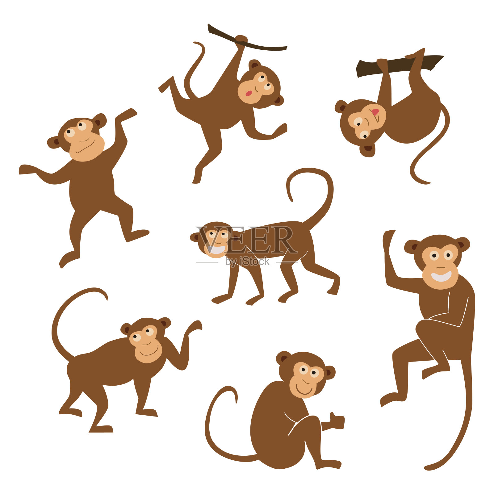 2016年中国新年猴年装饰图标。猴子在东设计元素图片