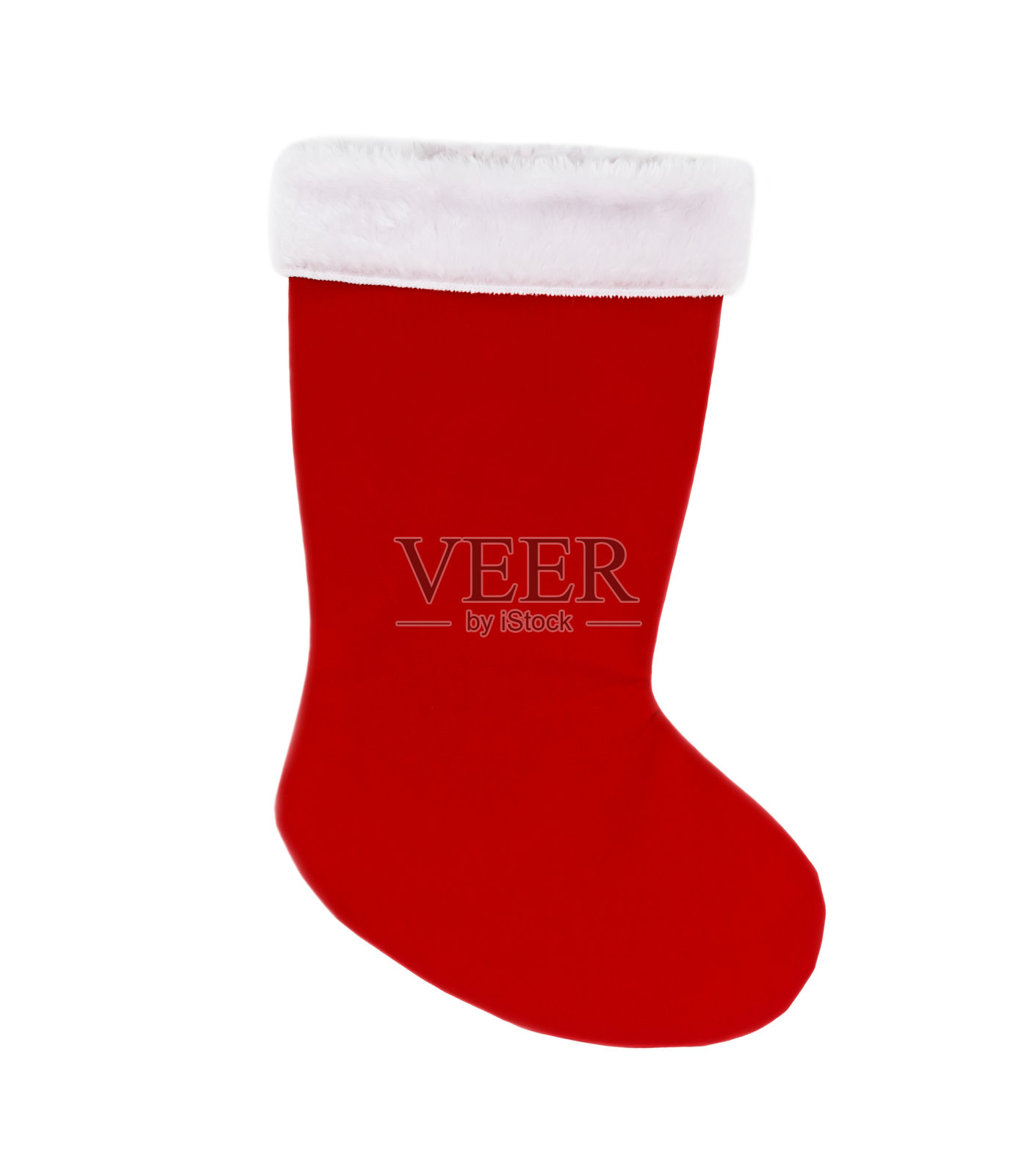 白色背景的红色袜子，装饰圣诞节的配件照片摄影图片