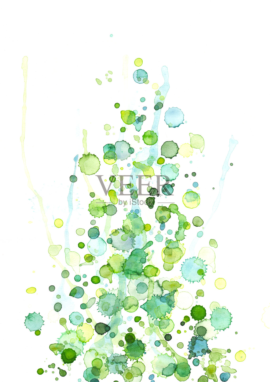 蓝绿色水彩滴插画图片素材