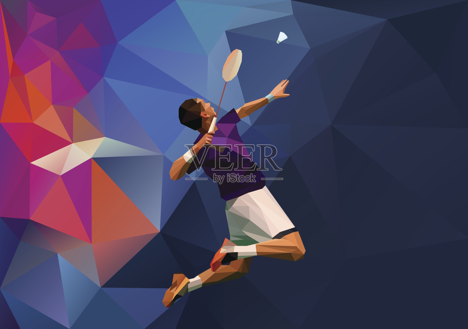 多边形职业羽毛球运动员插画图片素材