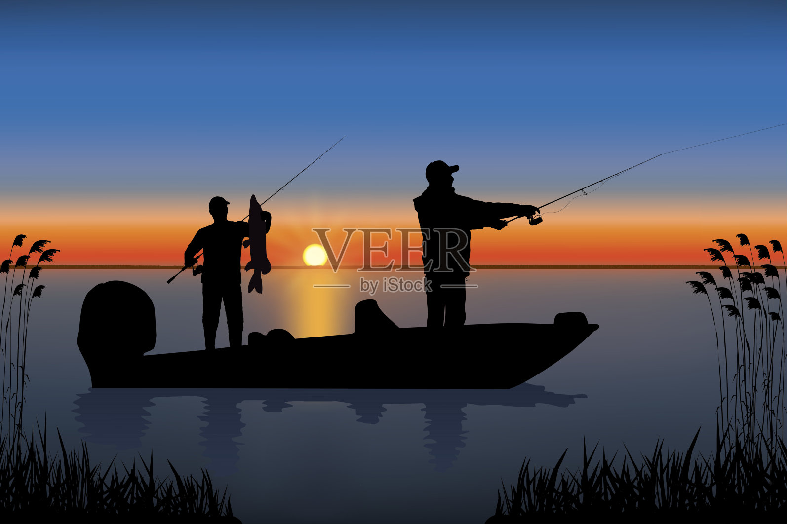 钓鱼向量插画图片素材