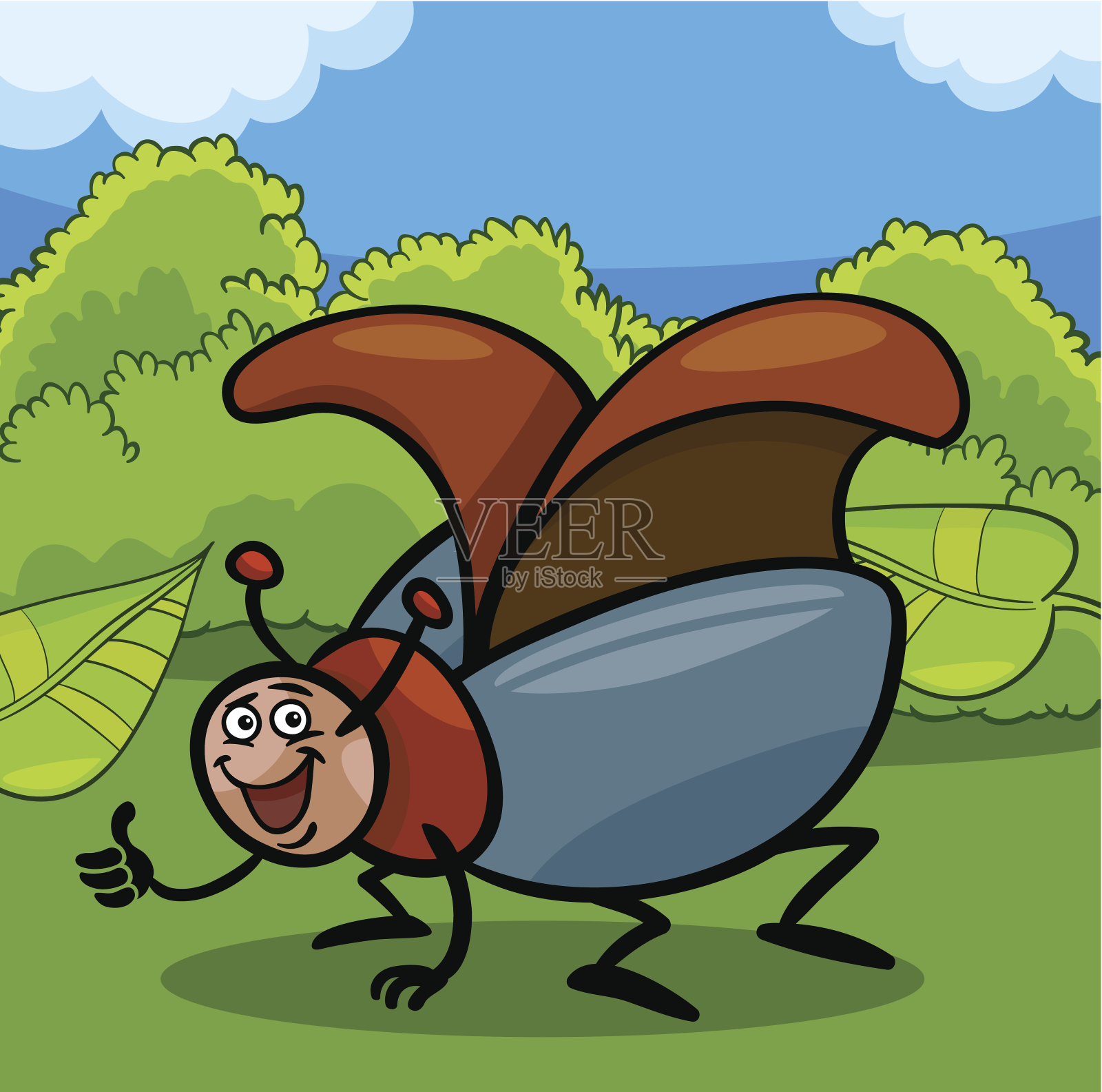 卡通有趣的甲虫插画图片素材_ID:129229192-Veer图库