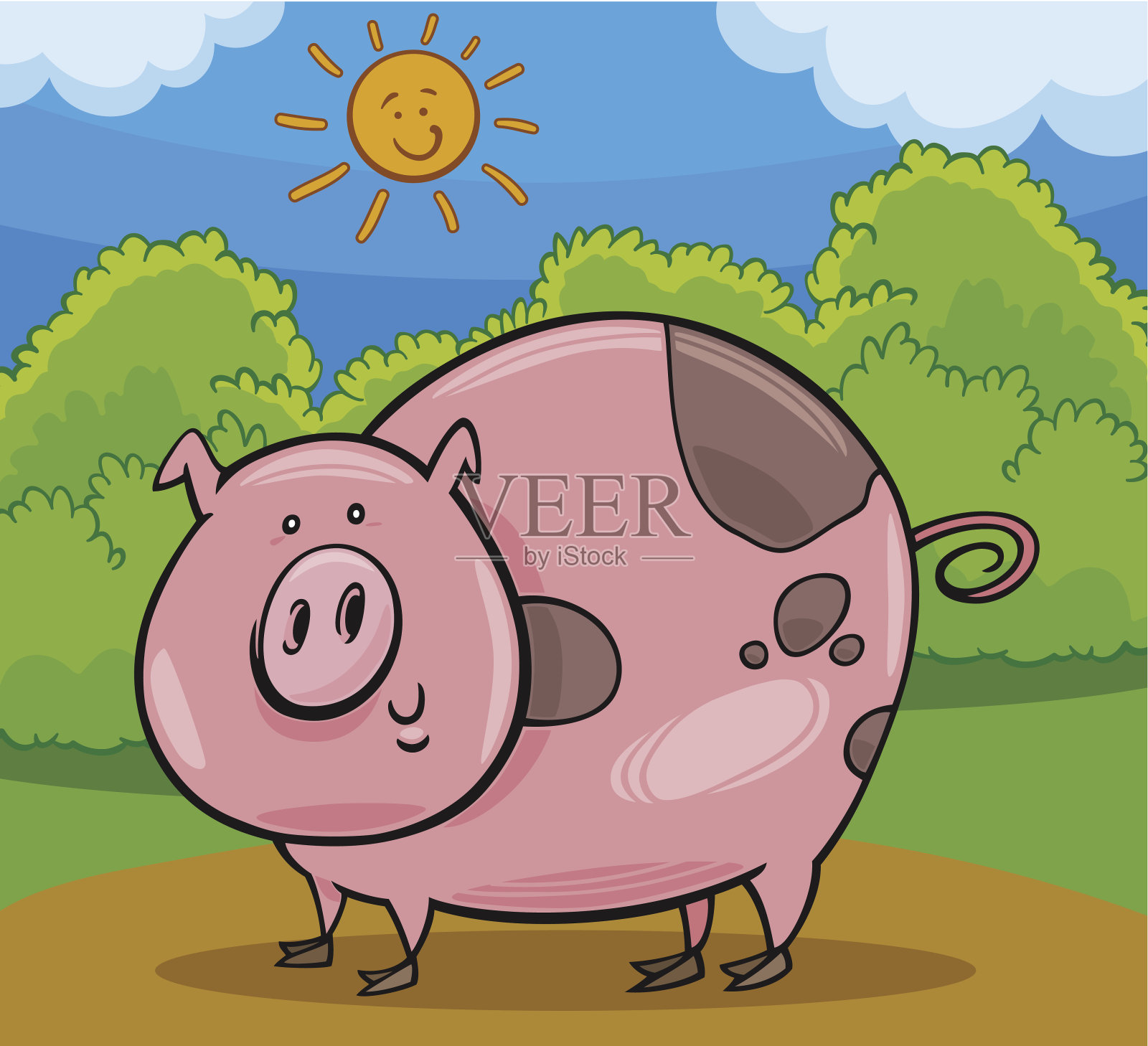 猪家畜动物卡通插图设计元素图片