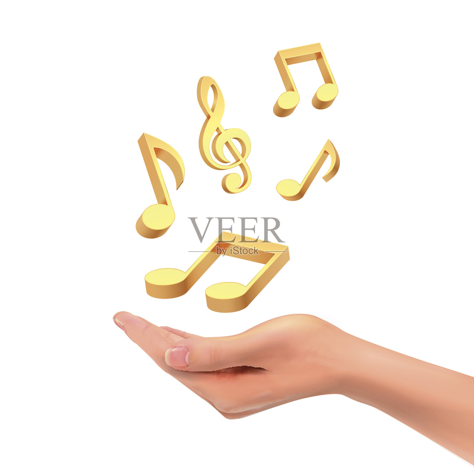 3d手握音乐音符插画图片素材