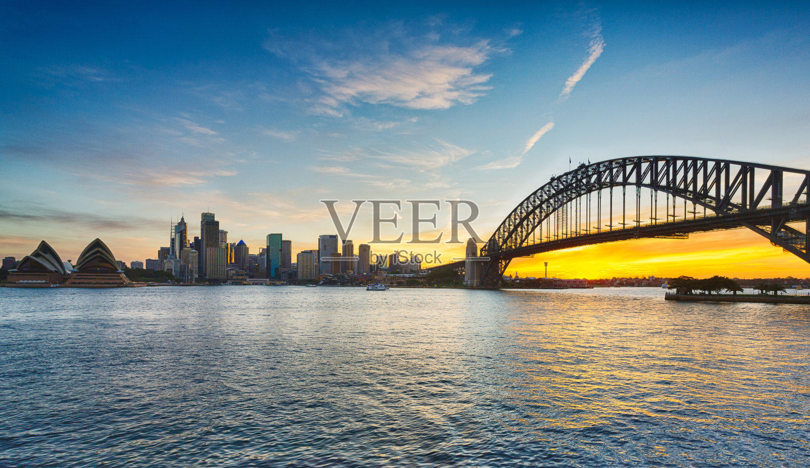 戏剧性的全景日落照片悉尼港照片摄影图片