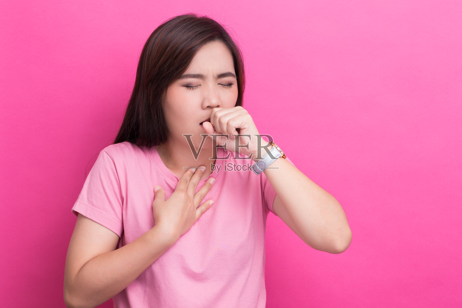 女人喉咙痛照片摄影图片