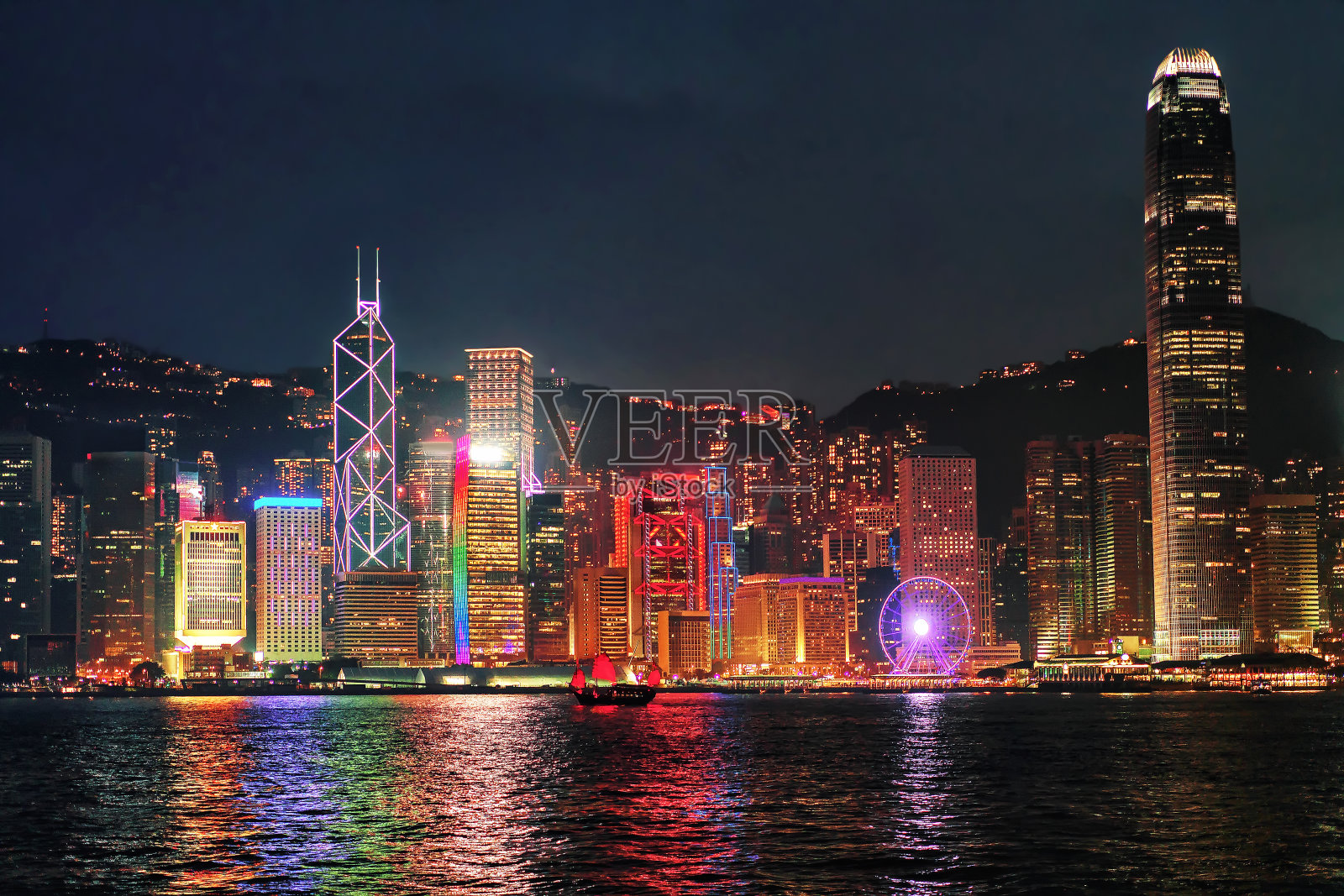 香港维多利亚港的天际线照片摄影图片