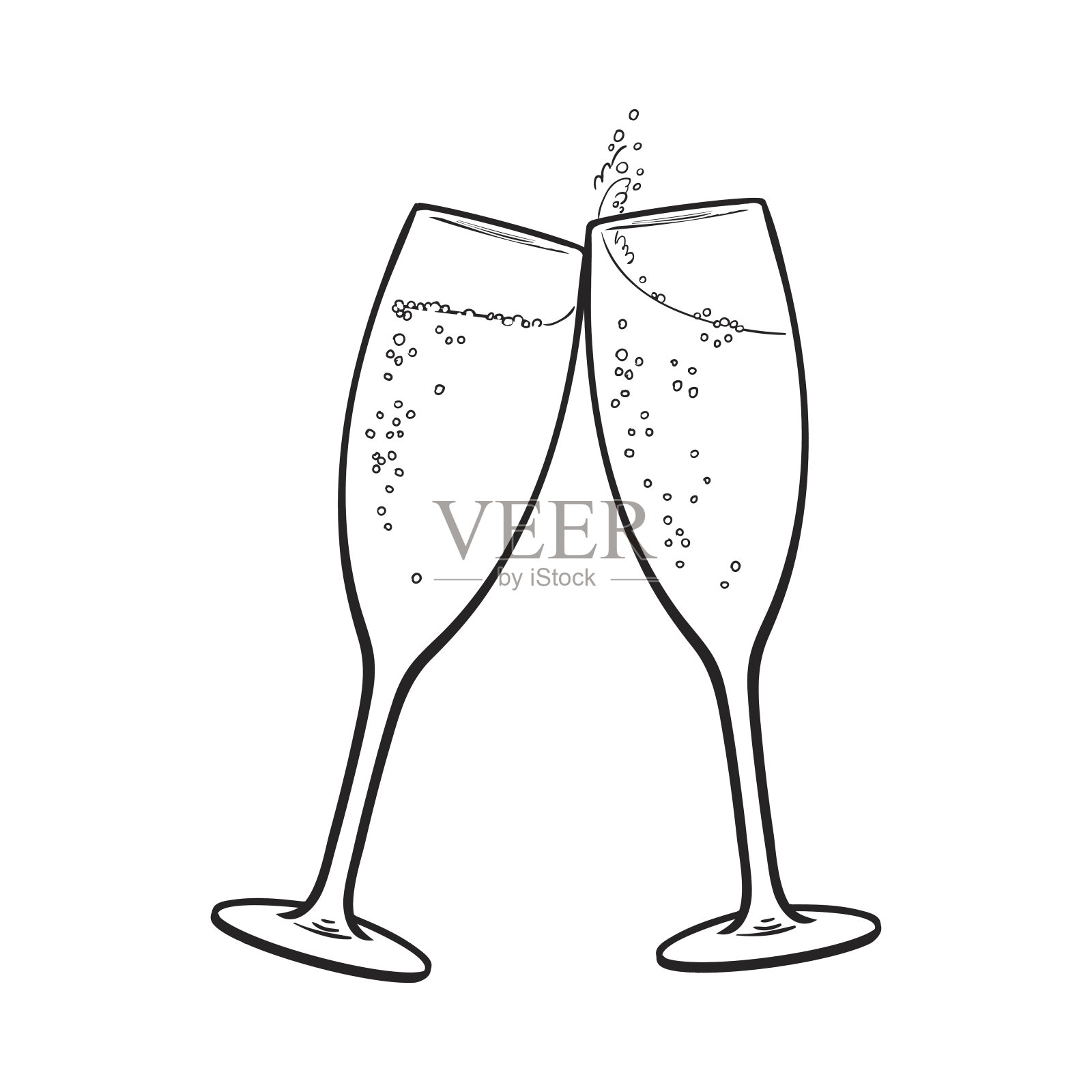 一对香槟酒杯，庆祝节日设计元素图片