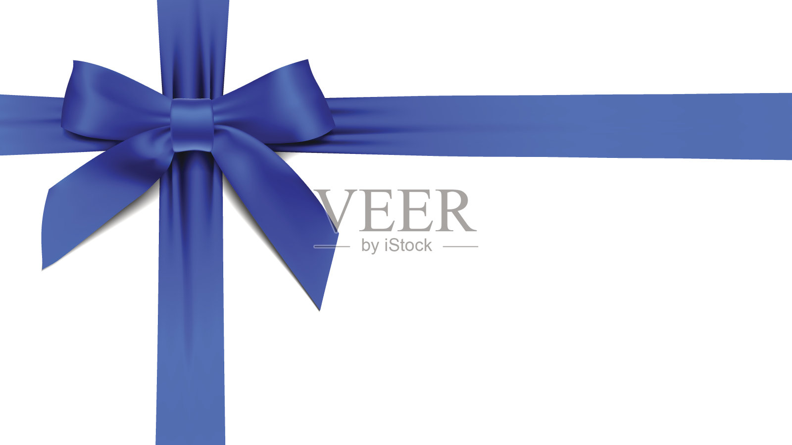 贺卡与现实的蓝色蝴蝶结在白色的背景设计元素图片