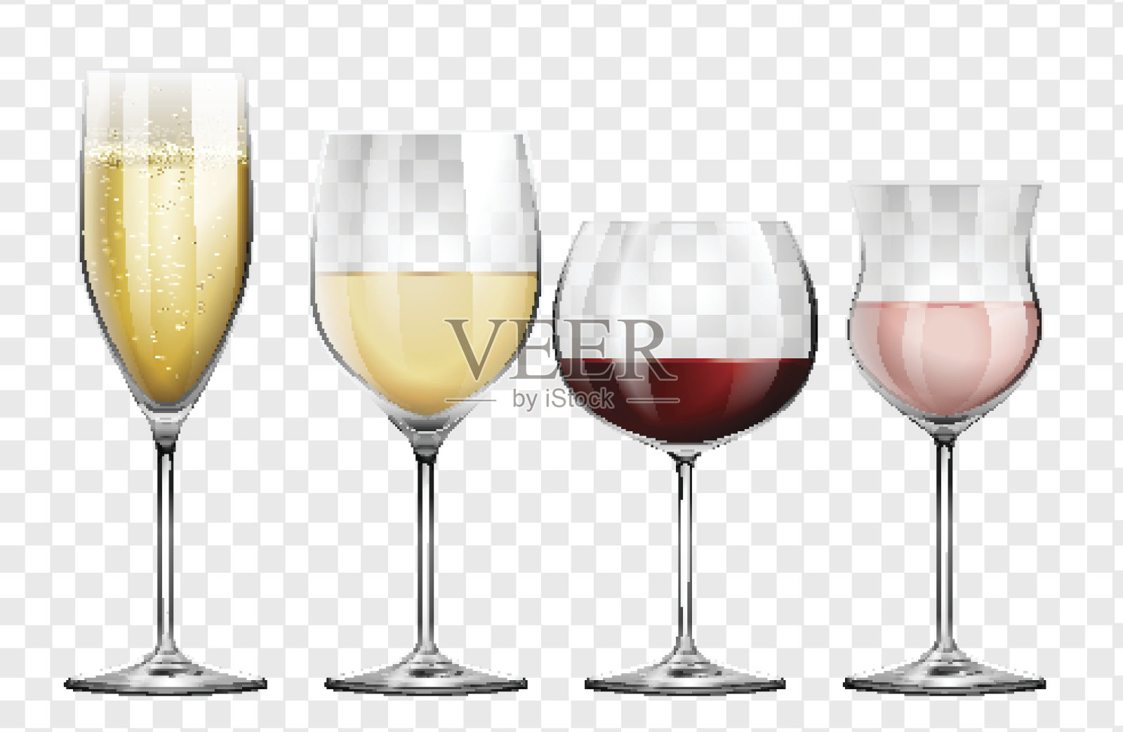 四种不同的酒杯设计元素图片