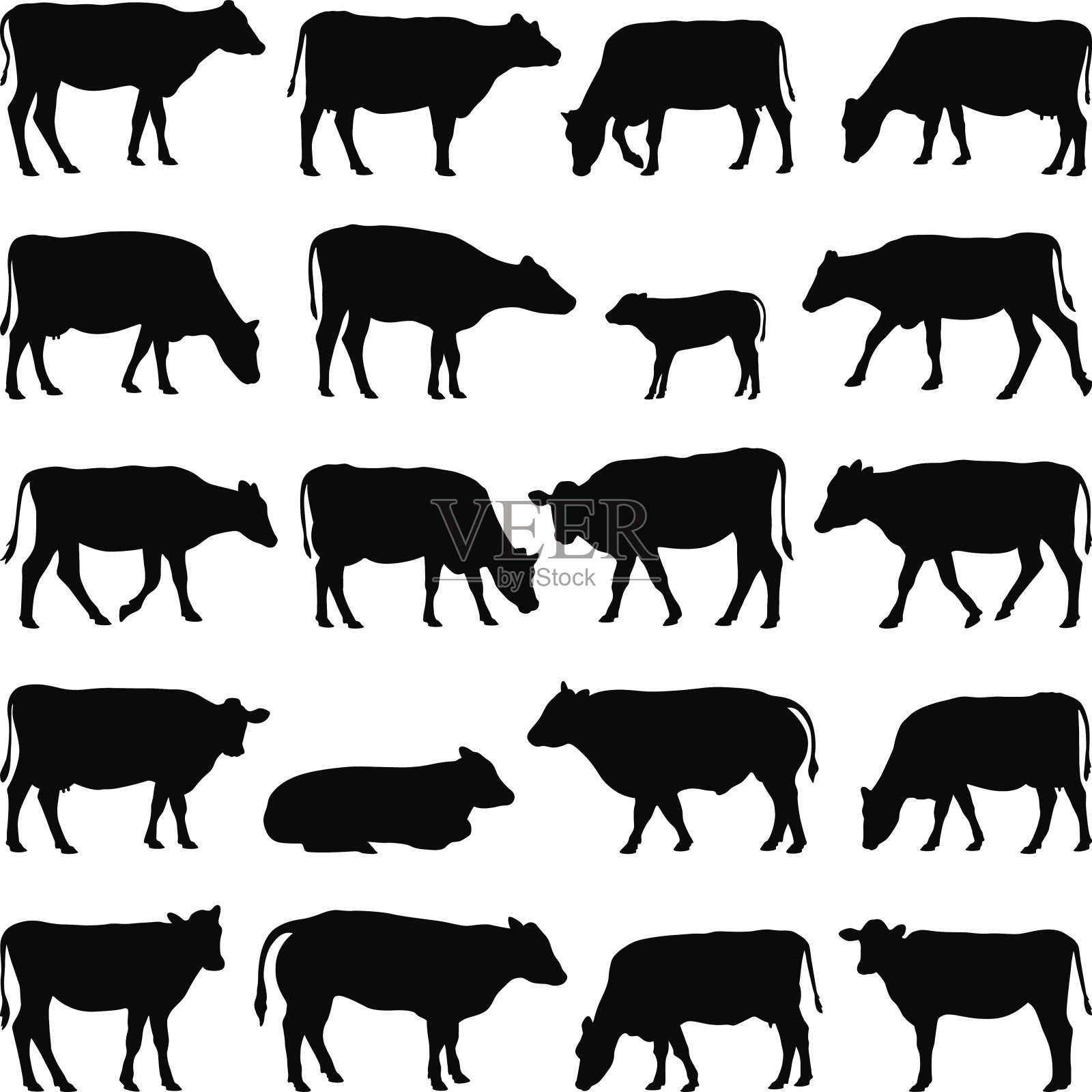 奶牛收集-向量剪影设计元素图片