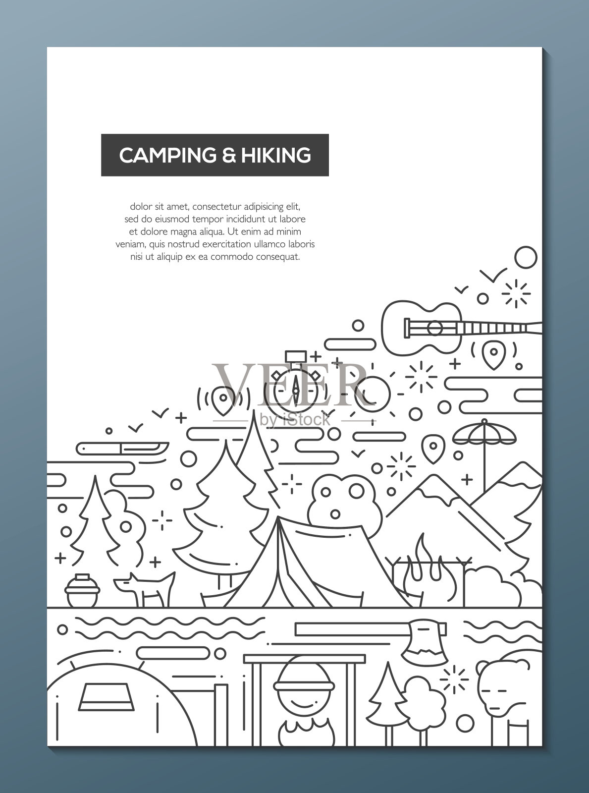 露营和远足路线设计宣传册海报模板A4设计模板素材