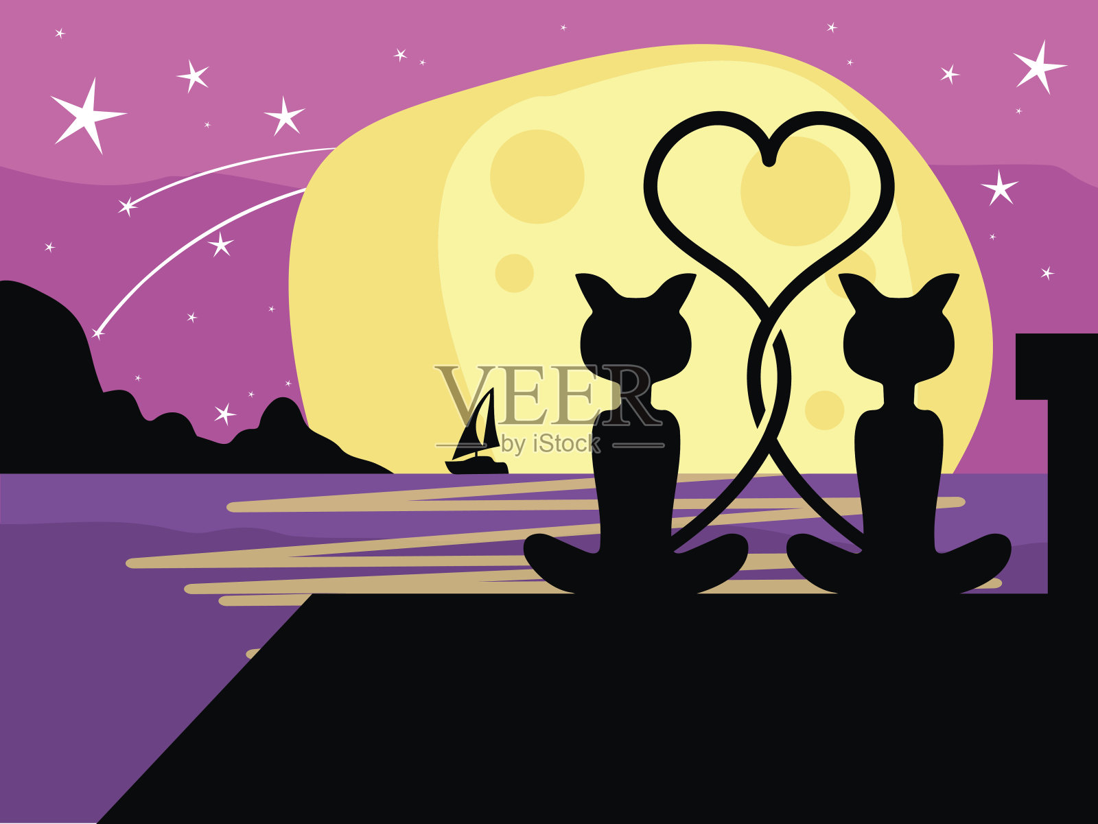 猫的爱情插画图片素材