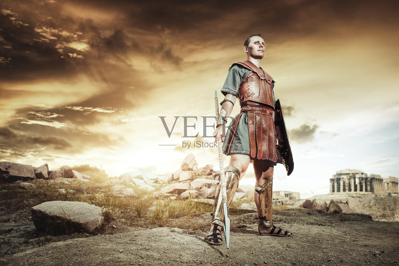 古希腊战士在战斗中战斗照片摄影图片