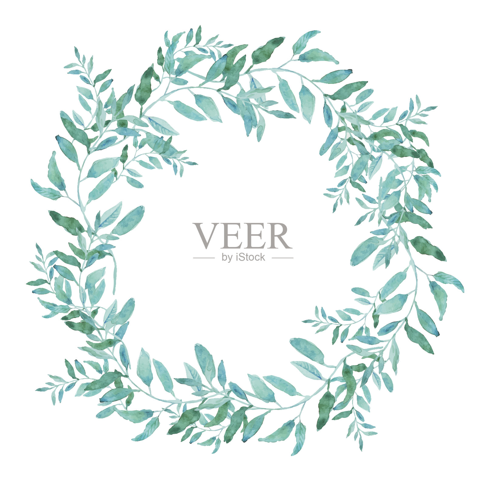 橄榄枝花环孤立在白色背景上。设计元素图片