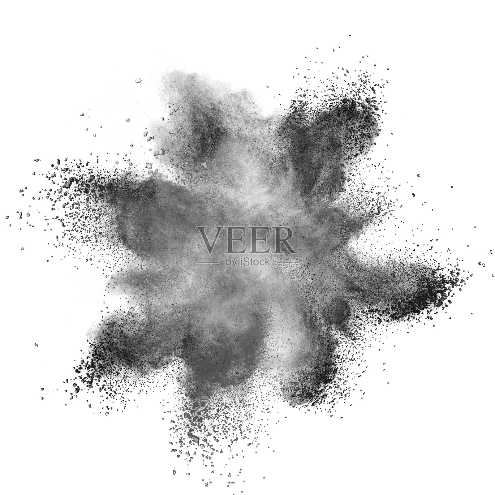 白色粉末爆炸孤立在黑色上照片摄影图片