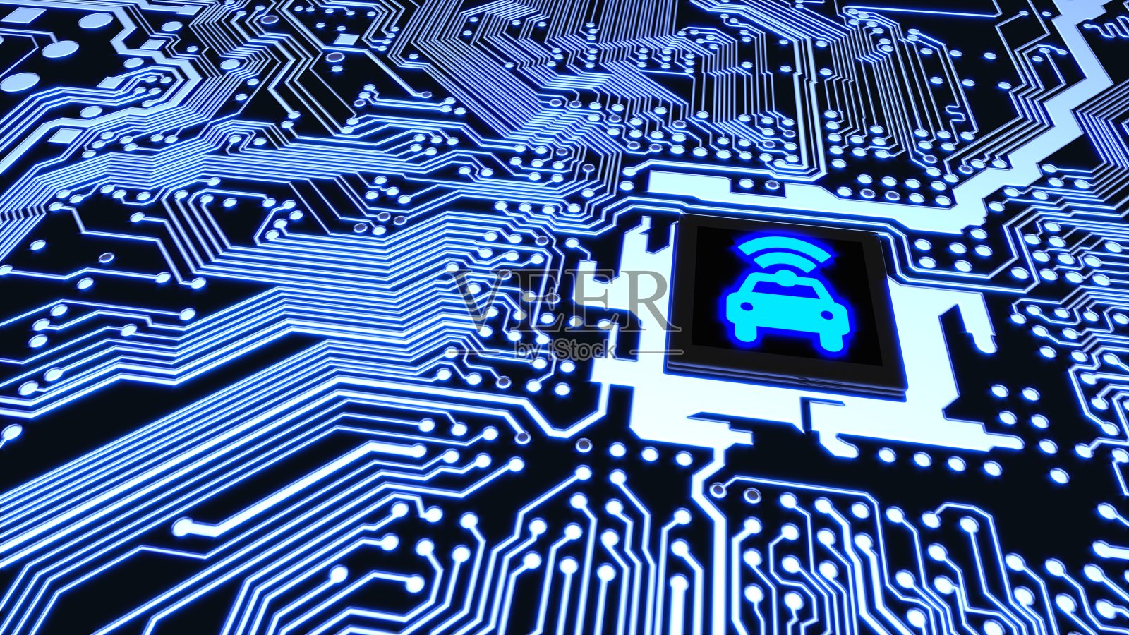 智能汽车电路板wifi芯片连接汽车概念照片摄影图片