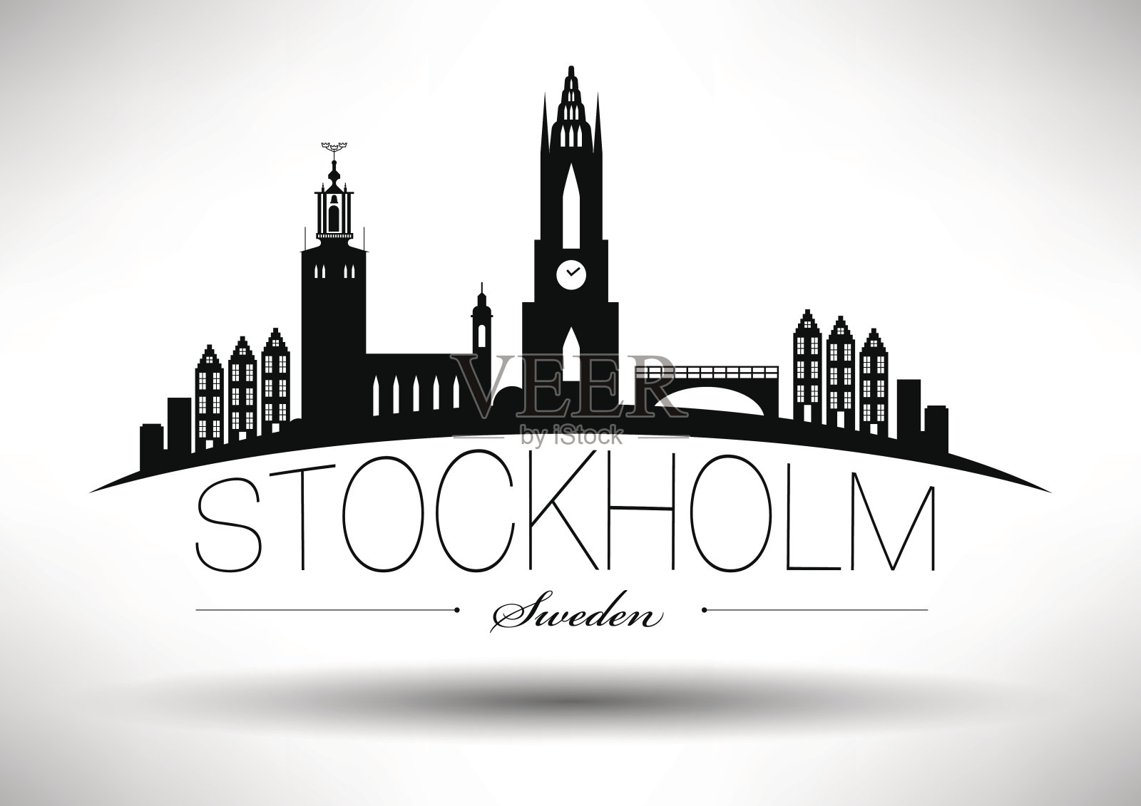 斯德哥尔摩天际线排版设计插画图片素材