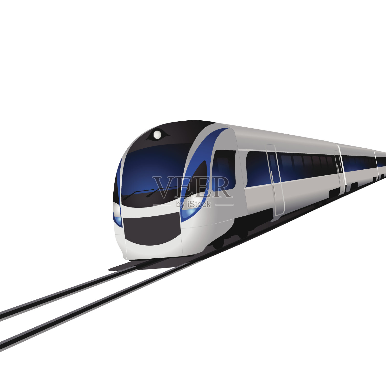 现代化的高速列车，孤立的白色设计元素图片