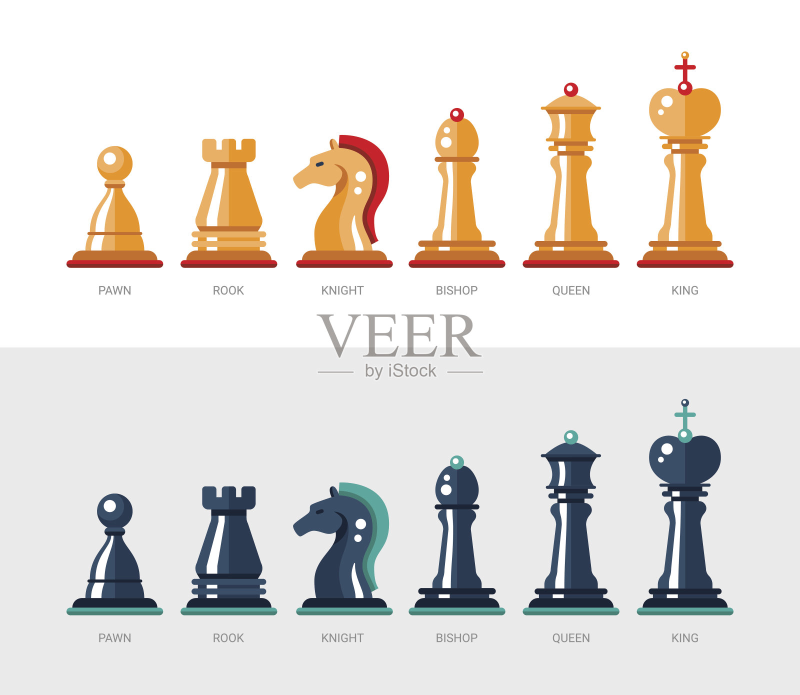 平面设计孤立命名象棋图标。国王的收藏插画图片素材