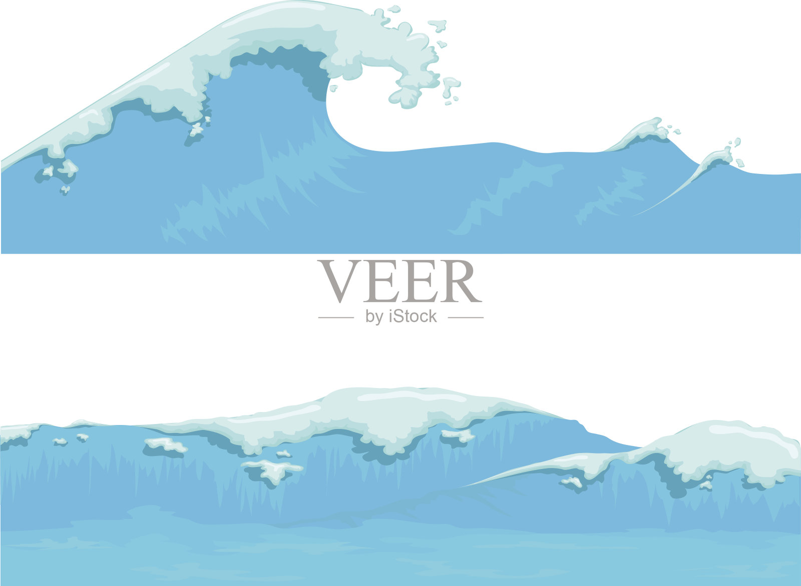 蓝色的海浪，巨浪插画图片素材