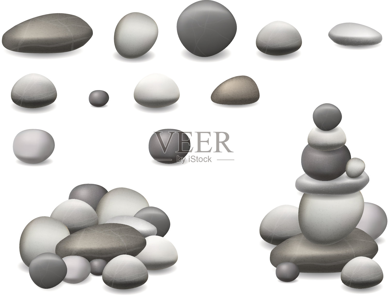 卵石孤立地嵌在一起插画图片素材