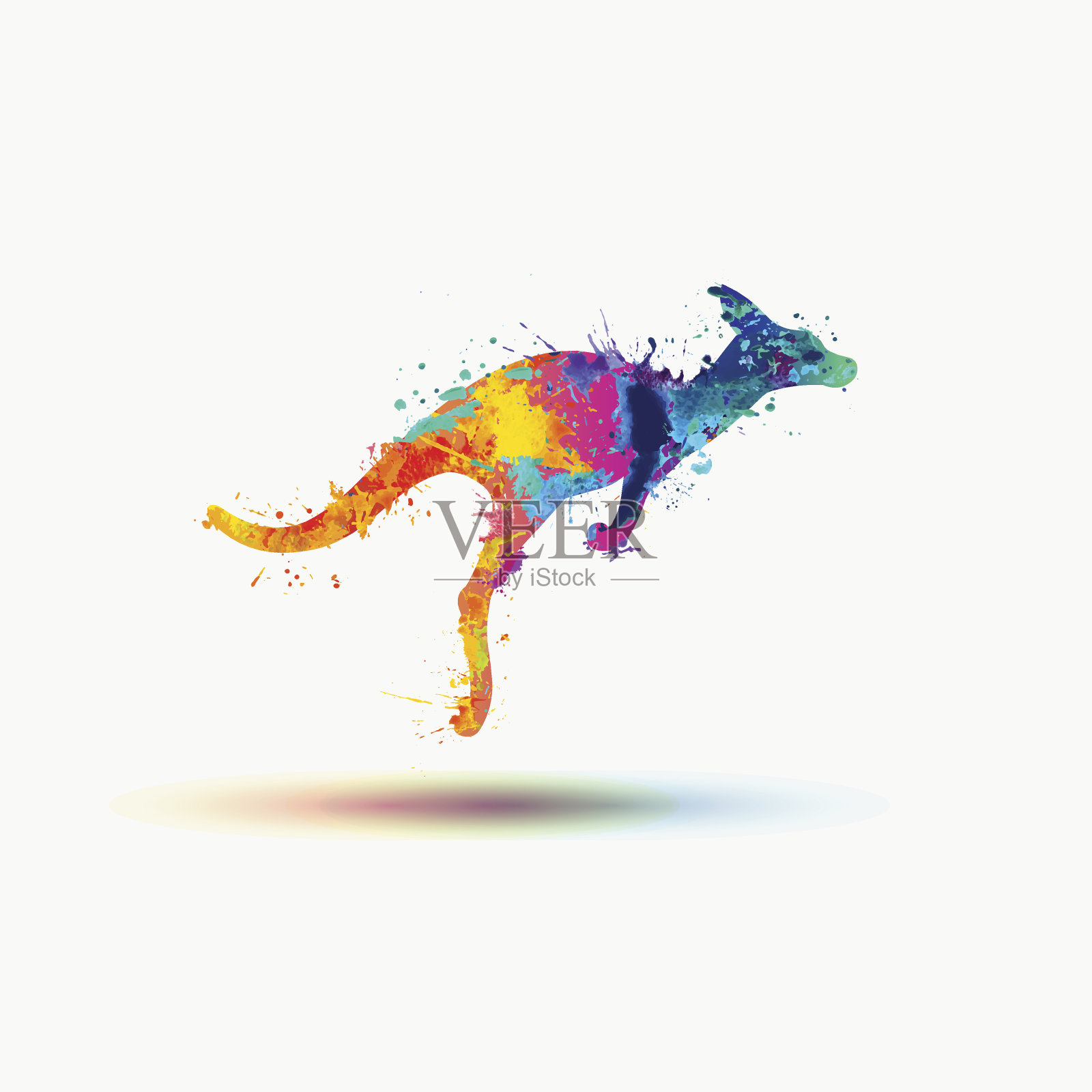 袋鼠-矢量水彩插图插画图片素材