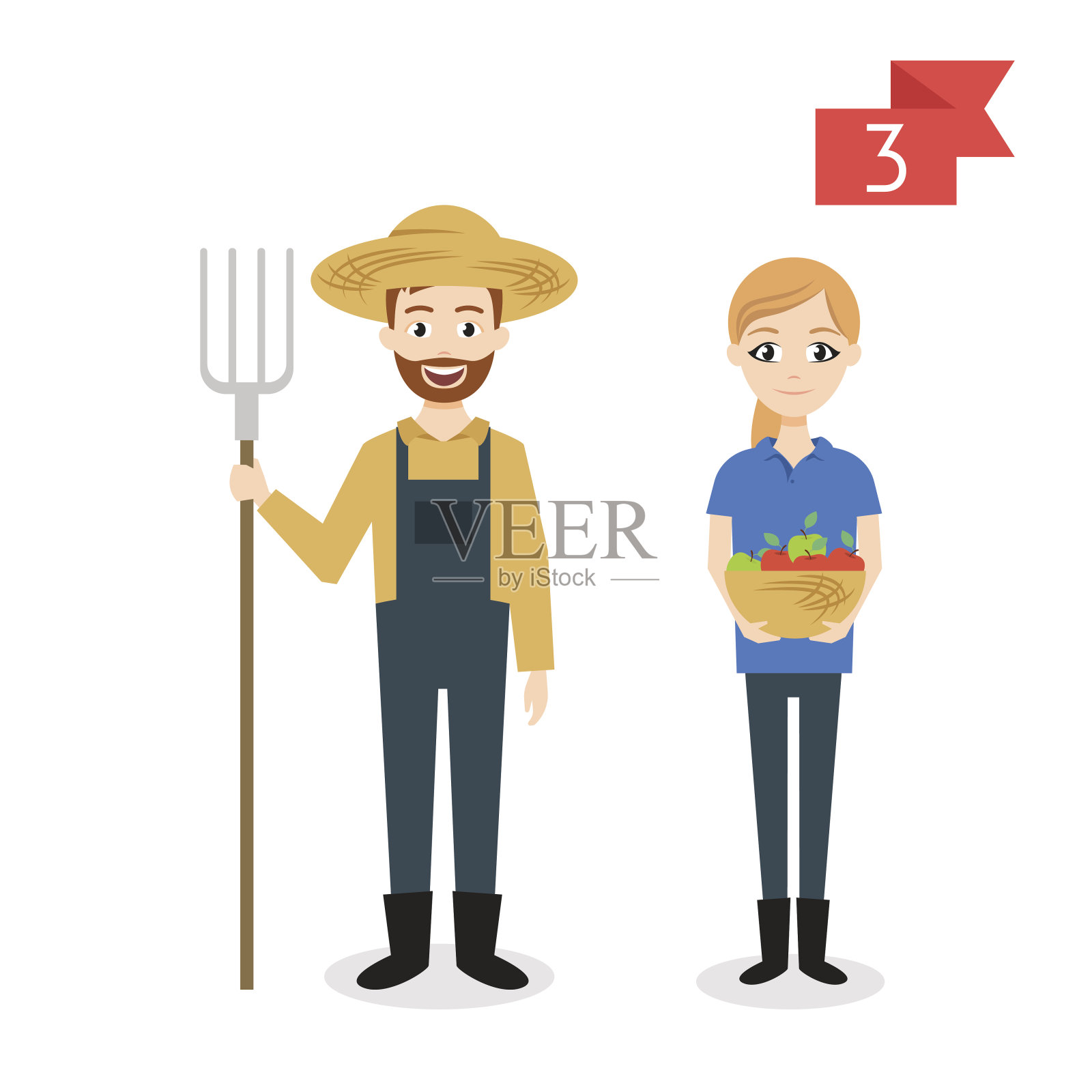 职业特征:男、女。农民。插画图片素材