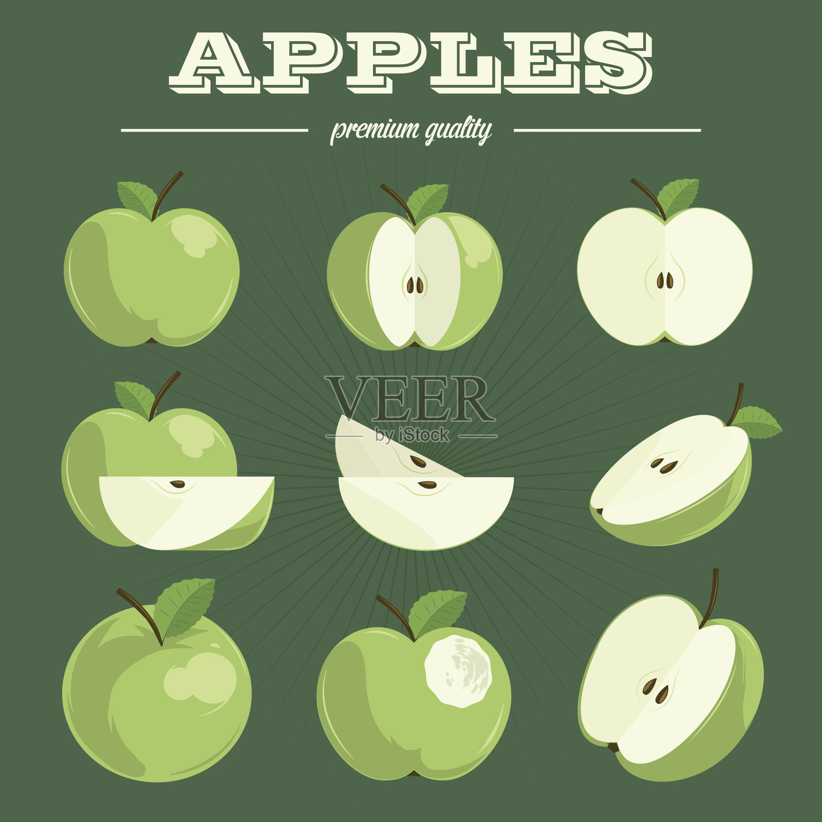 苹果组。手绘苹果。插画图片素材