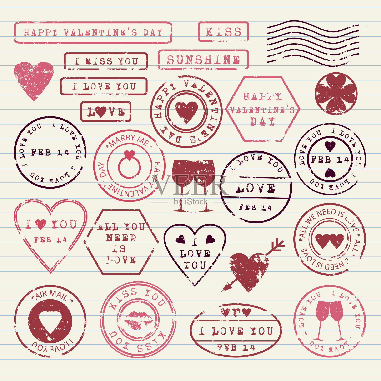 情人节邮票套装设计元素图片