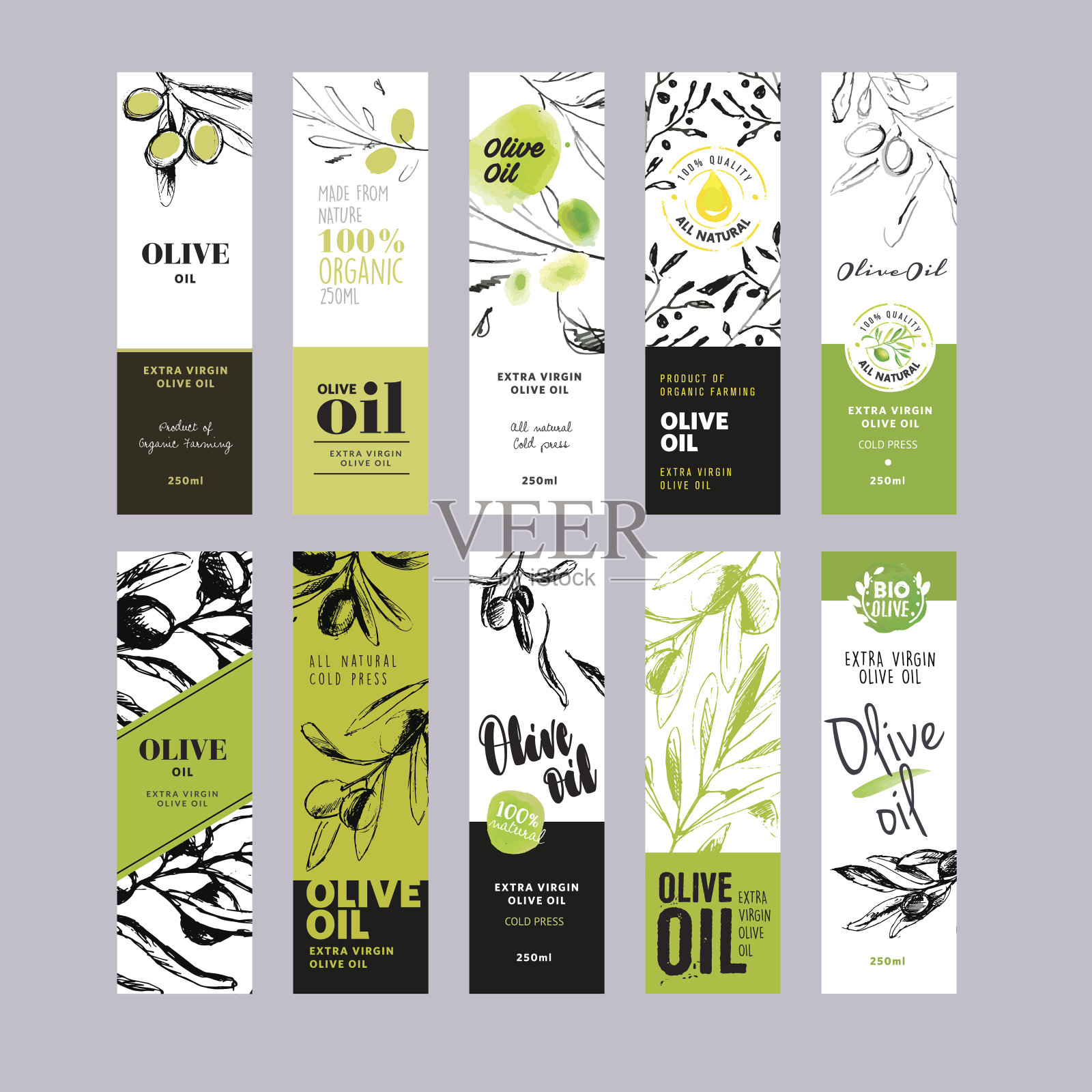 橄榄油标签系列插画图片素材
