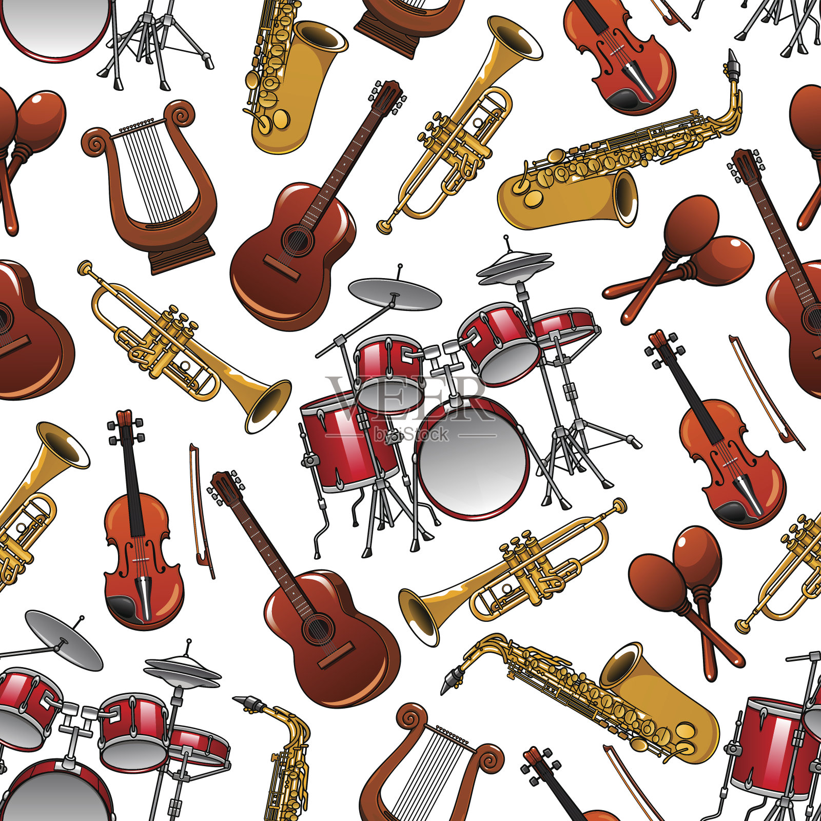 无缝模式的管弦乐器插画图片素材