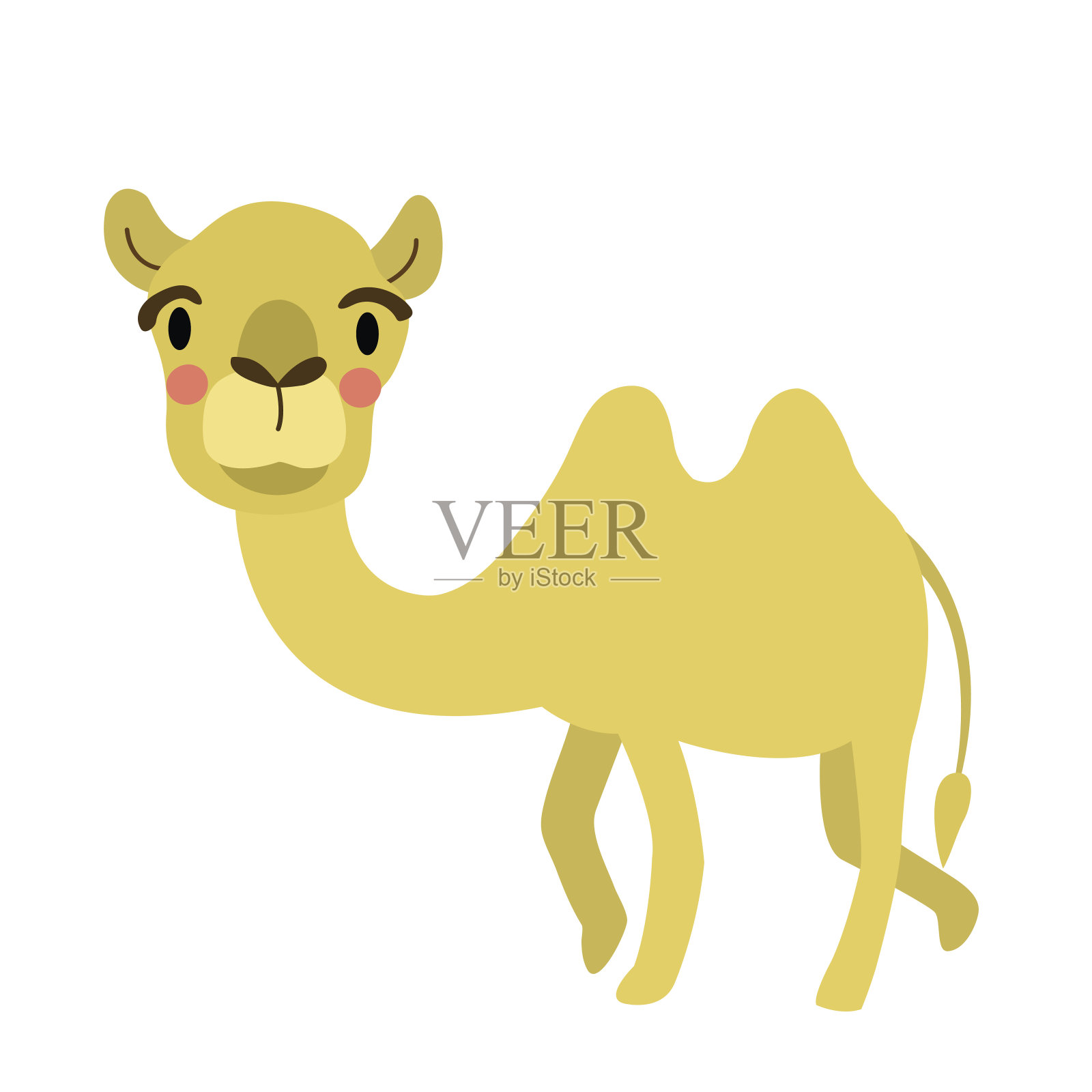 骆驼动物卡通人物矢量插图。设计元素图片