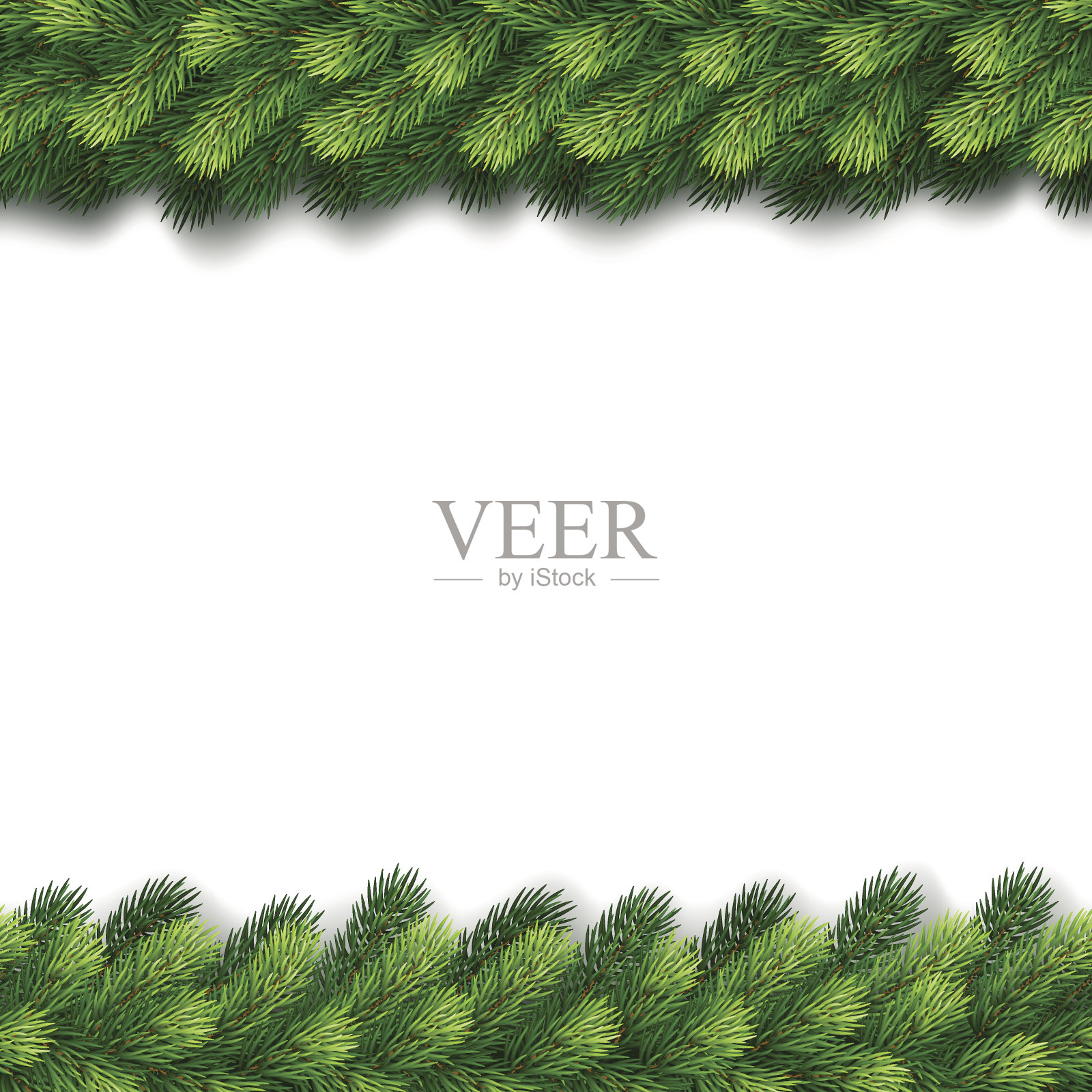 详细无缝的杉木树枝圣诞花环设计元素图片