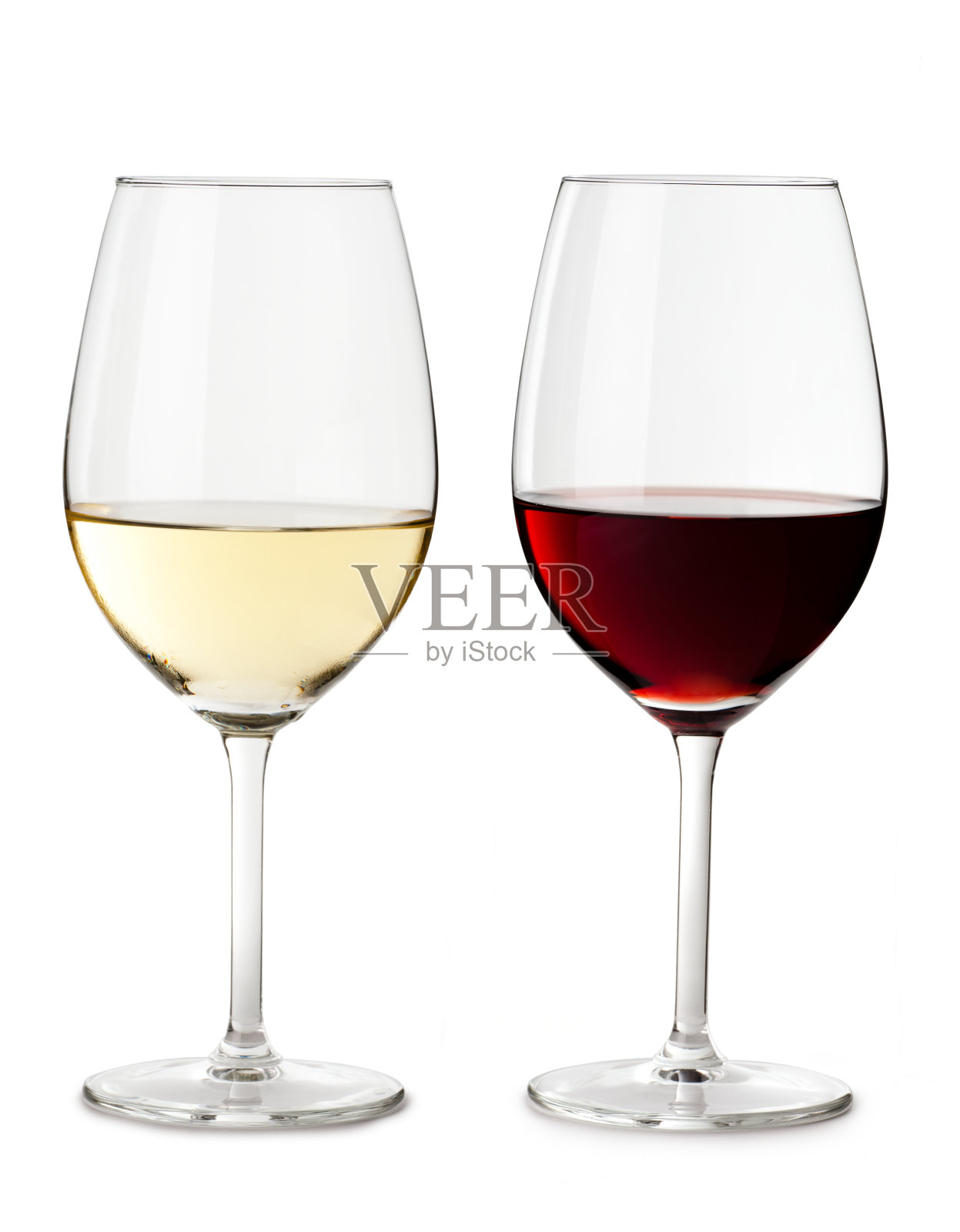 红色和白色的葡萄酒杯孤立在白色的背景照片摄影图片