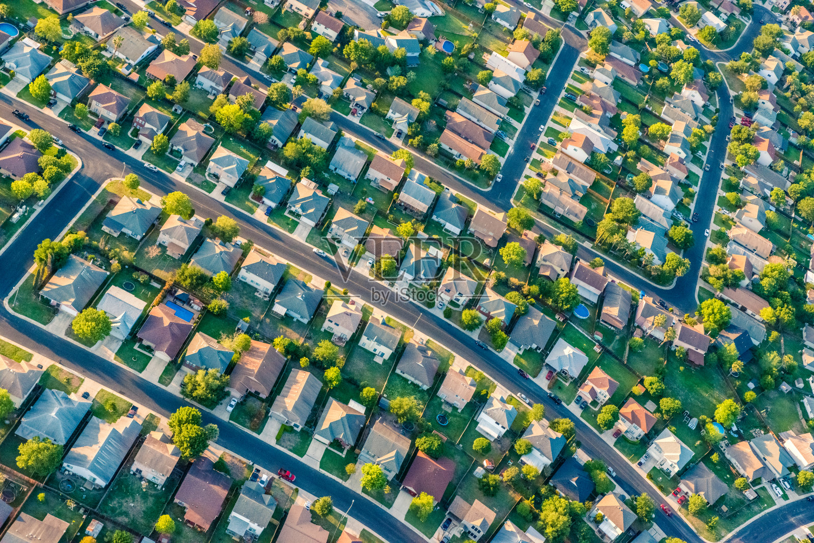 圣安东尼奥德克萨斯州郊区住宅开发社区-鸟瞰图照片摄影图片