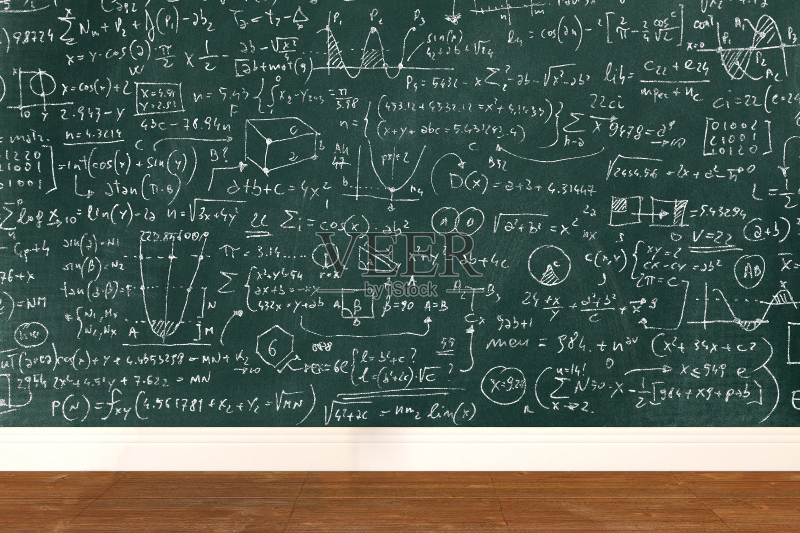 学校教室黑板上的复杂数学公式照片摄影图片