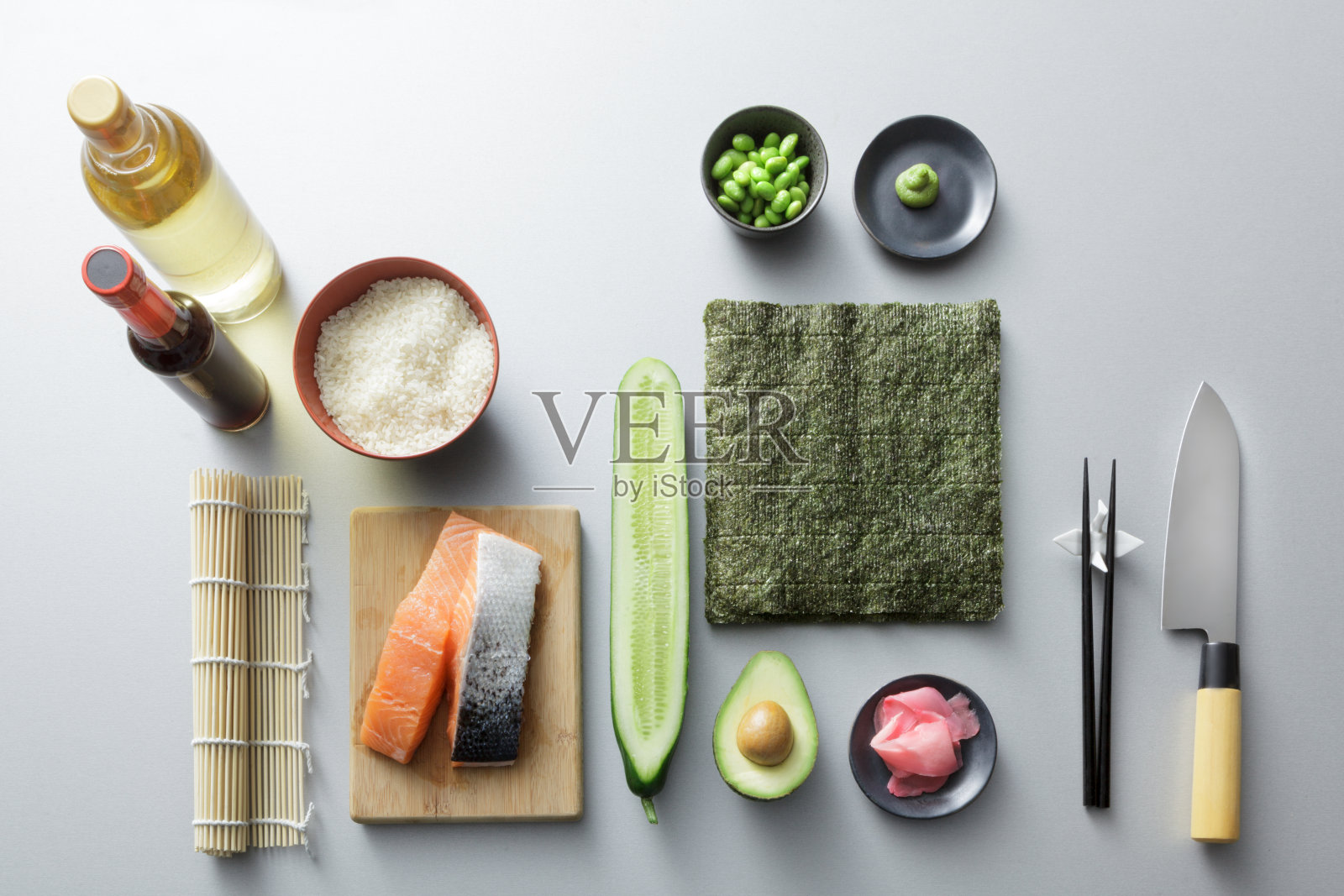 亚洲食物:寿司配料的静物照片摄影图片