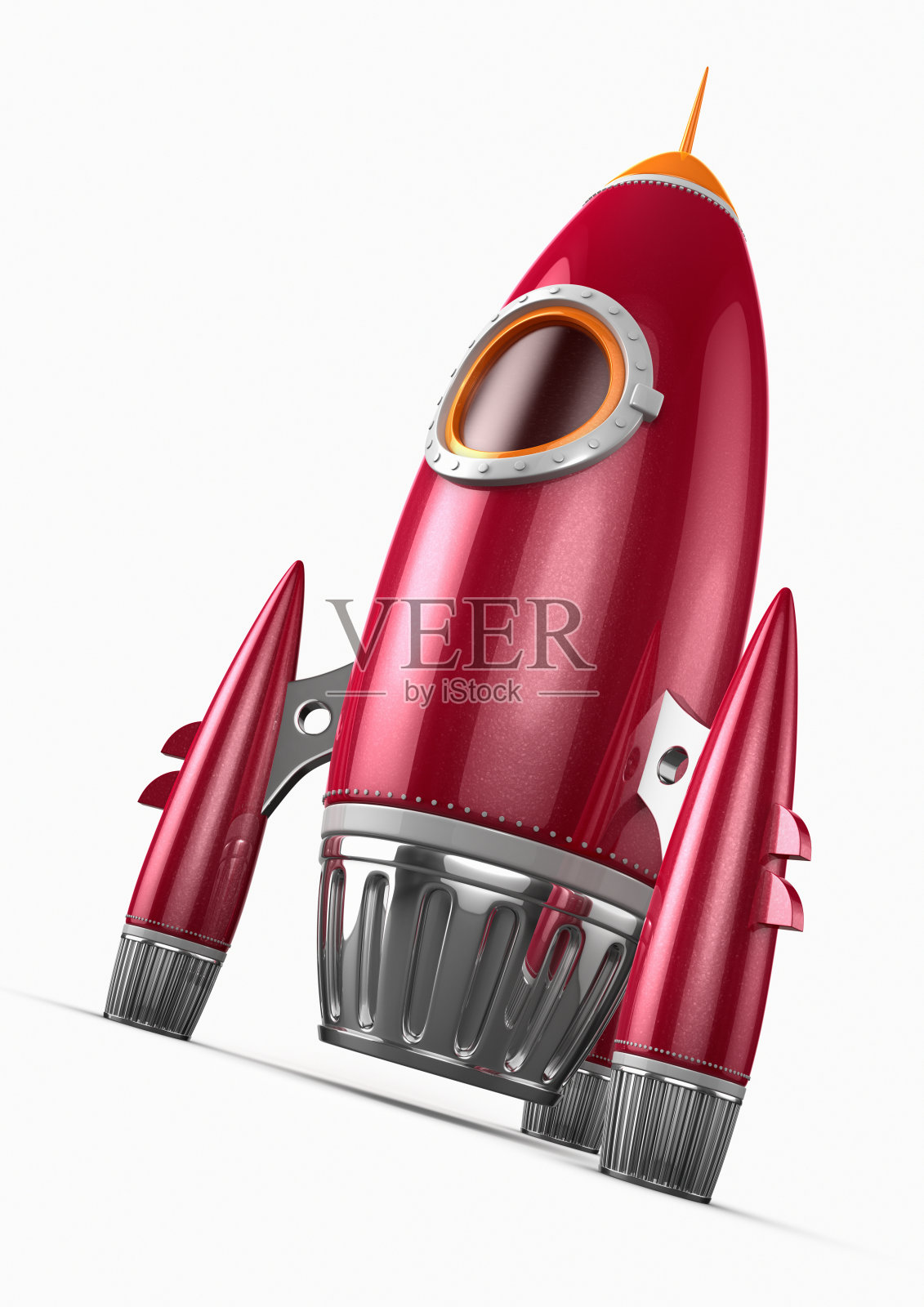 红色火箭，镀铬和橙色的细节插画图片素材