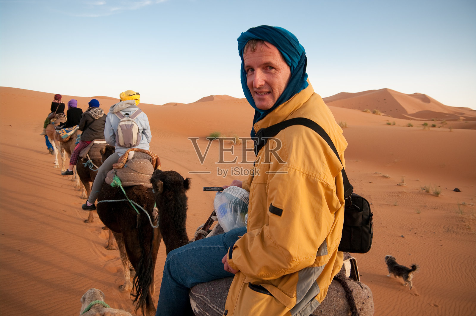 非洲撒哈拉沙漠骑骆驼旅游列车照片摄影图片